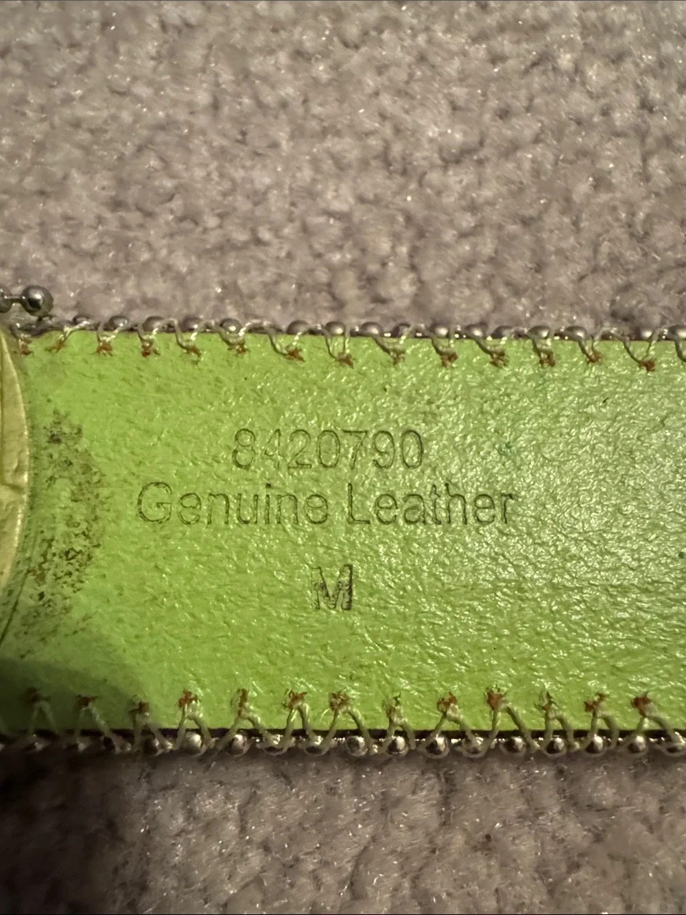 Roper Lime Green Studded Western Belt with Rhinestone Buckle M